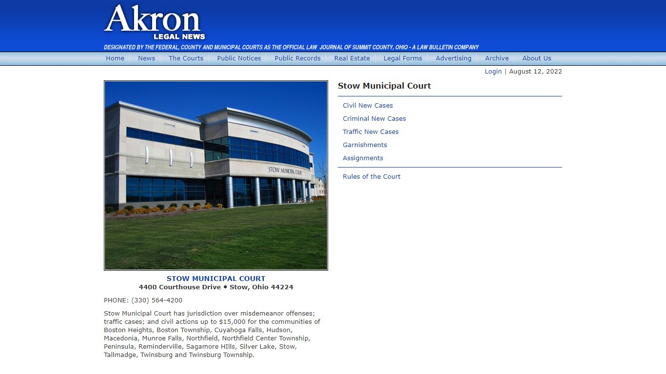 Stow Municipal Court - The Akron Legal News