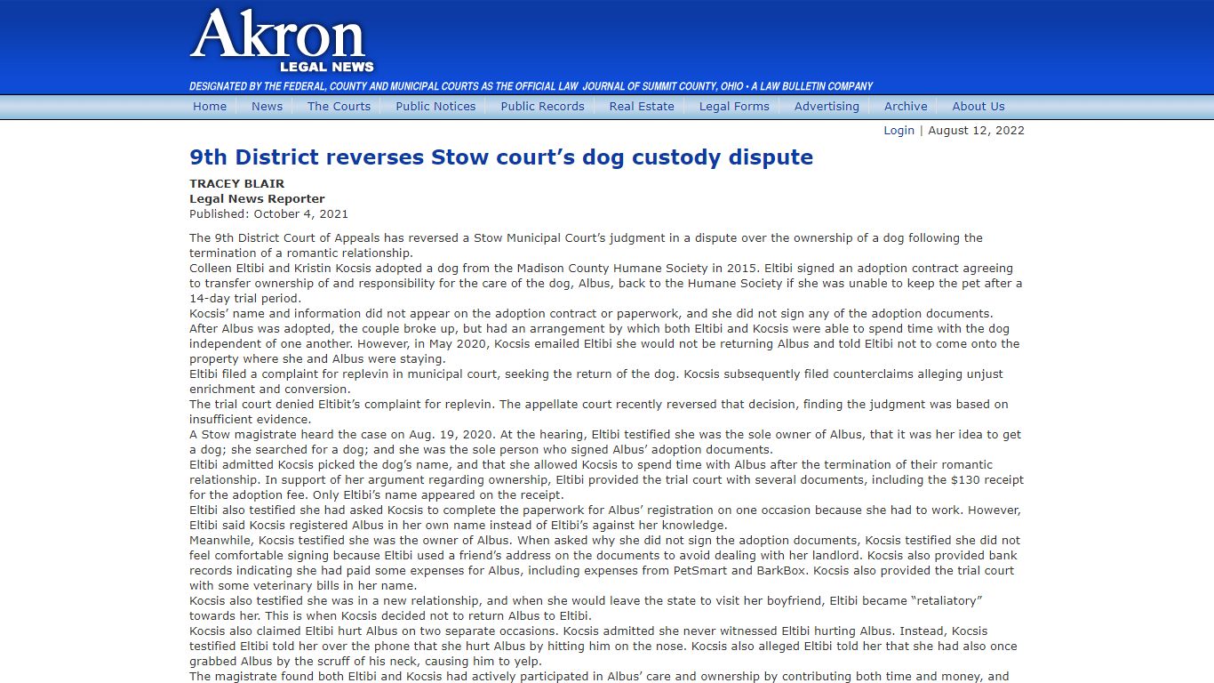 9th District reverses Stow court ... - The Akron Legal News